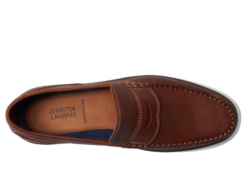 ジョンストンアンドマーフィー メンズ シューズ スリッポン・ローファー Johnston Murphy Emmett Penny Dark Tan Full G タン