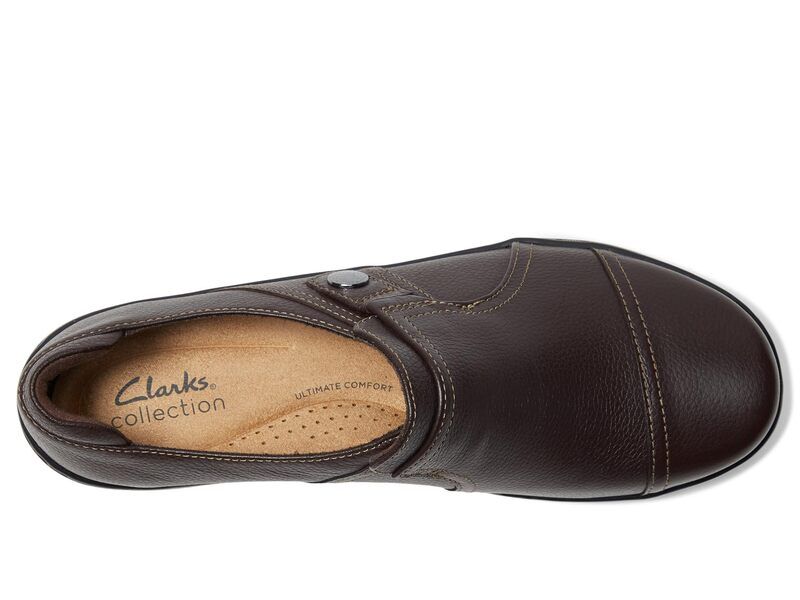 クラークス レディース シューズ スリッポン・ローファー Clarks Cora Poppy Dark Brown Tumb ブラウン