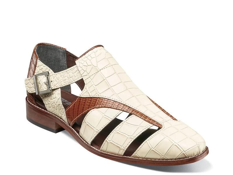 ステイシーアダムス メンズ シューズ サンダル Stacy AdamsCalandro City Sandal Ivory Croc Print アイボリー