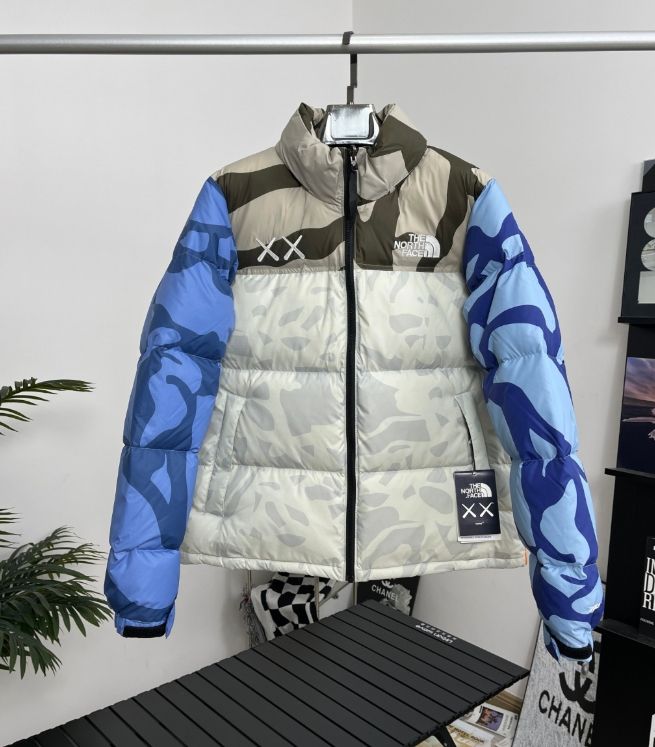THE NORTH FACE XX KAWS 連名モデル ノースフェイス ジョイント セサミストリート カモフラージュ ダウンジャケット Nutse Waterproof 700 パフカラー カモフラージュ ダウンジャケット ジャケット