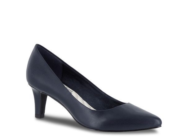 イージーストリート レディース シューズ パンプス Easy Street Pointe Pump Navy Faux Leather ネイビー