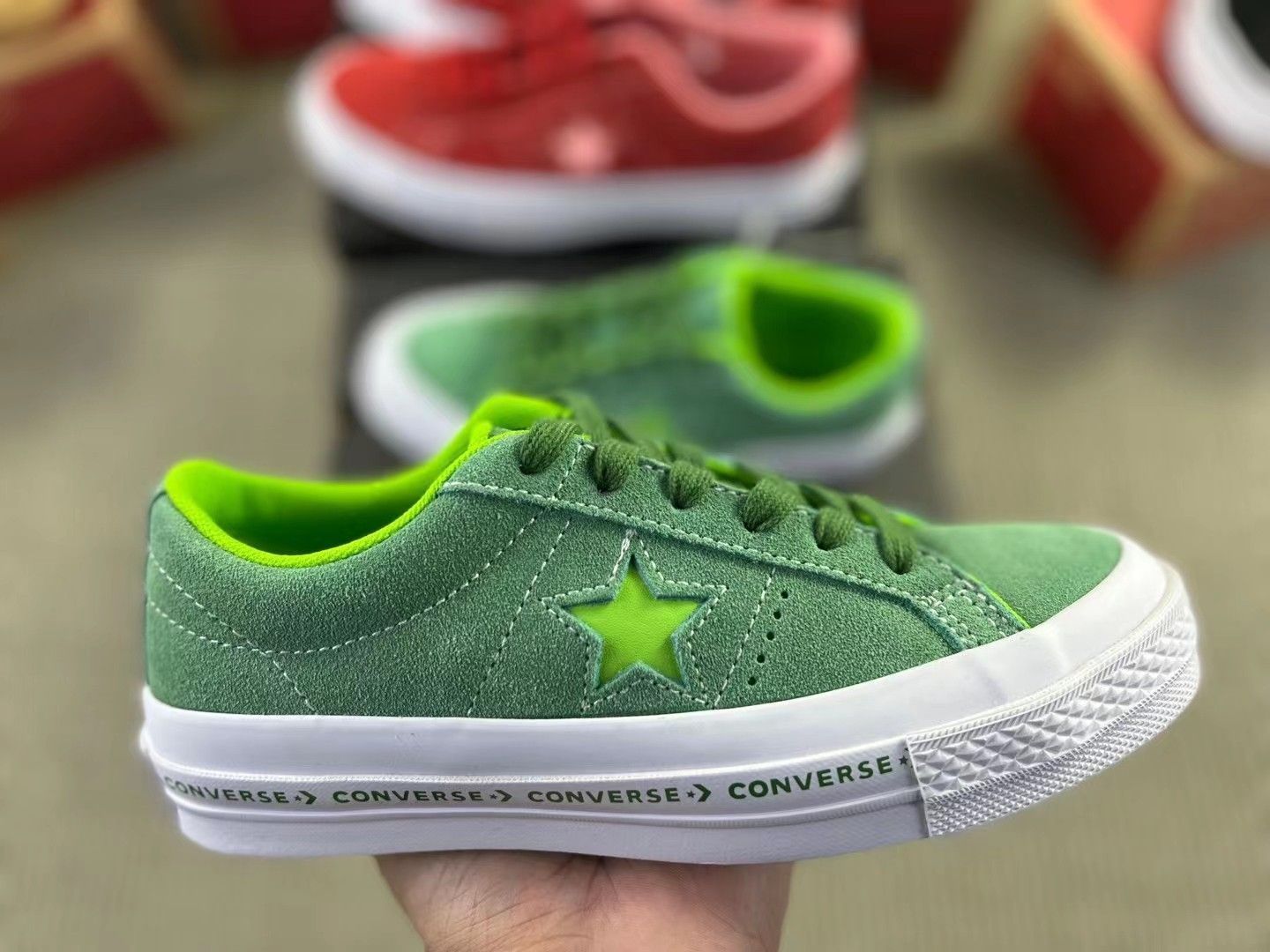 【今日特価】Converse One Star クラシックスエードボードシューズ ミューグリーン！送料無料！在庫限定のお得な価格です！