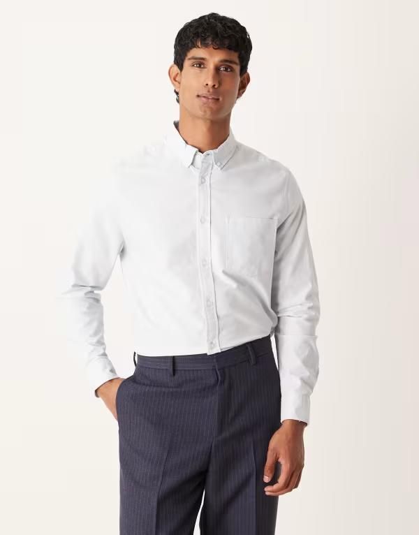 エイソス メンズ トップス シャツ オックスフォード ASOS DESIGN regular oxford shirt in light LIGHT BLUE ブルー