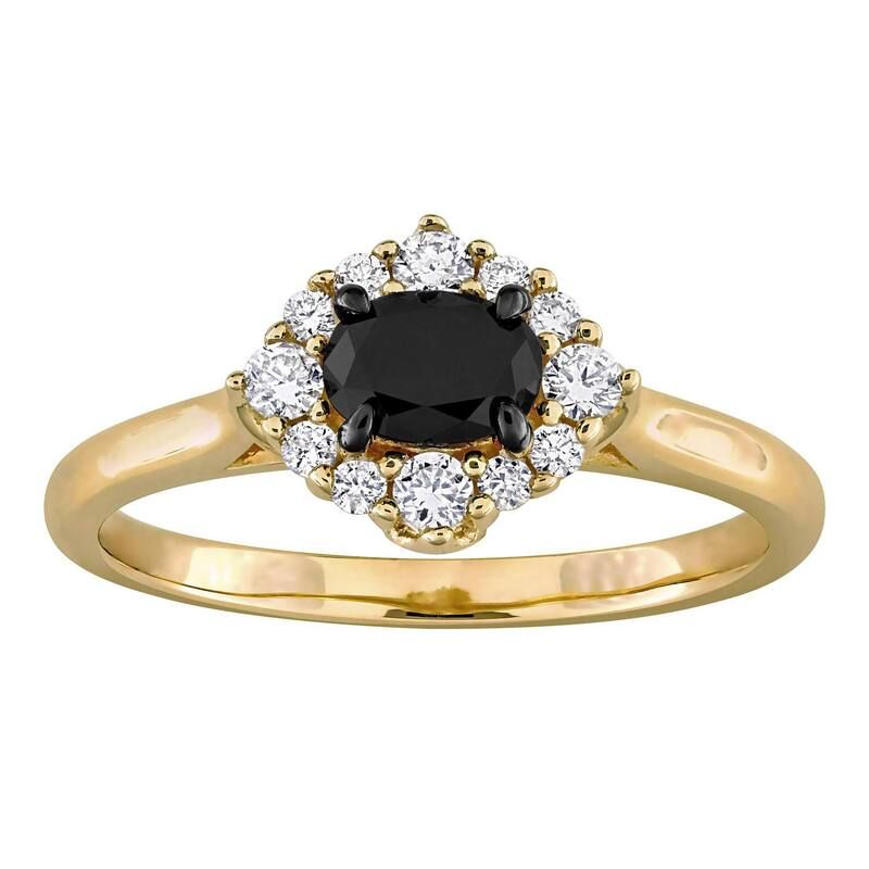 ステラ グレース レディース アクセサリー リング Stella Grace 14k Gold 34 CaratW Oval Black Round White Diamond Engagement