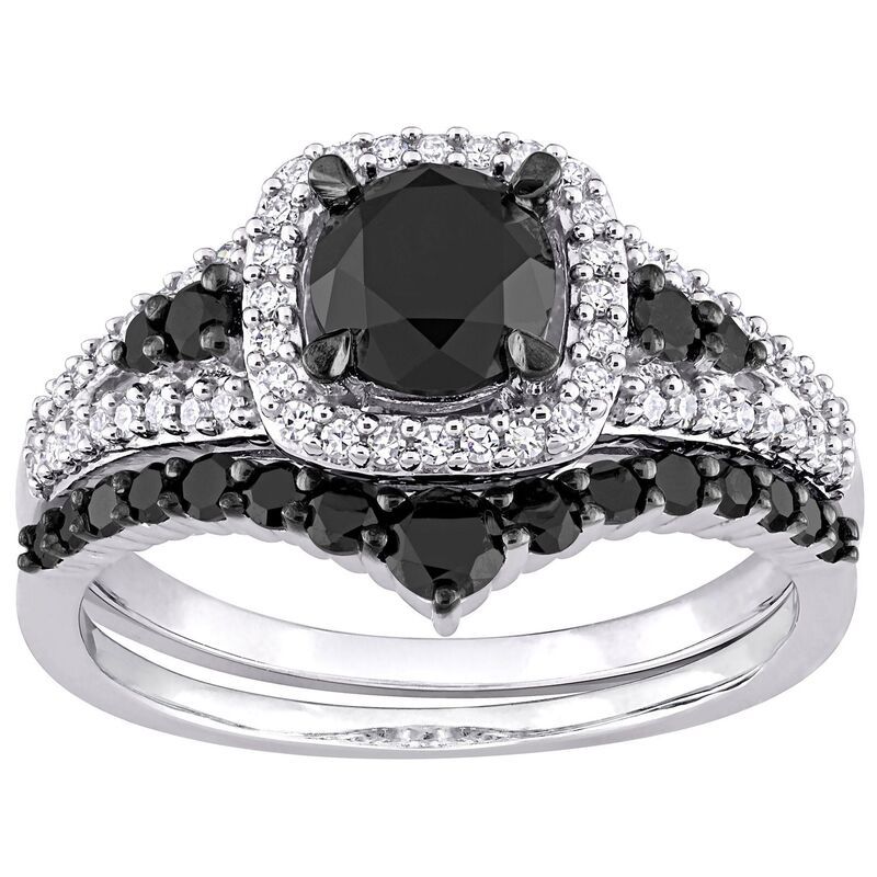 ステラ グレース レディース アクセサリー リング Stella Grace 10k White Gold 12 CaratW Black White Diamond Bridal Ringset 1