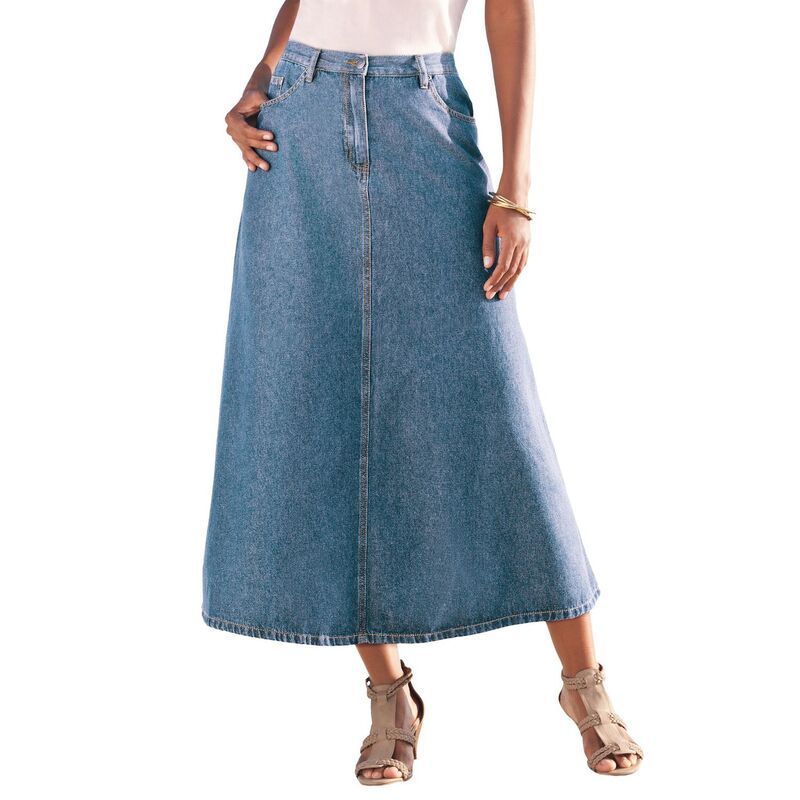 ロアマンズ レディース ボトムスカート A ライン プラスサイズ コットン Roamans Womens Plusize Complete Cotton ALine Skirt Light Stone