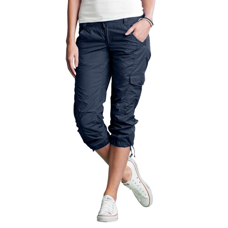 Ellos レディース ボトムス カジュアルパンツ プラスサイズ キャップ ellos Plusize Stretch Cargo Capris Navy ネイビー