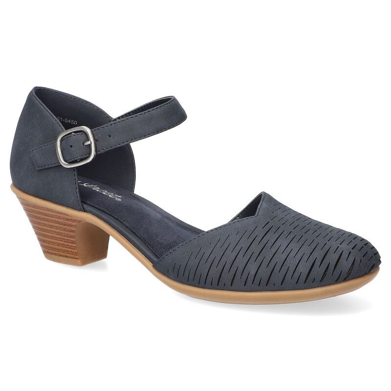 イージーストリート レディース シューズ サンダル ヒール Easy Street Justina Womens Block Heel Sandals Navy ネイビー