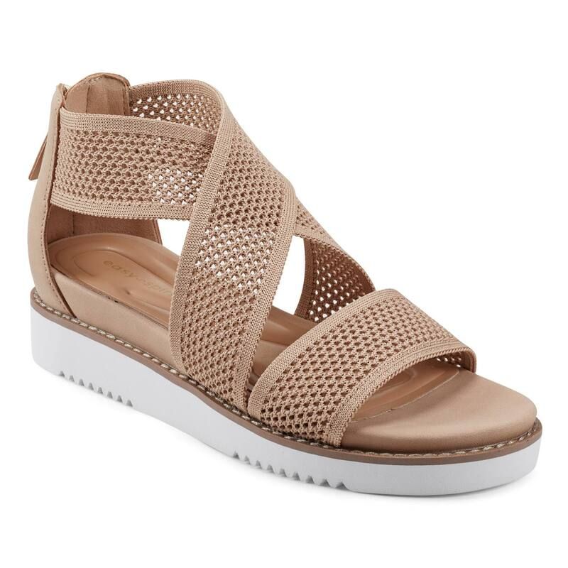 イージースピリット レディース シューズ サンダル Easy Spirit Witney Womens Wedge Perforated Zip Back Crosstrap Sandalight N