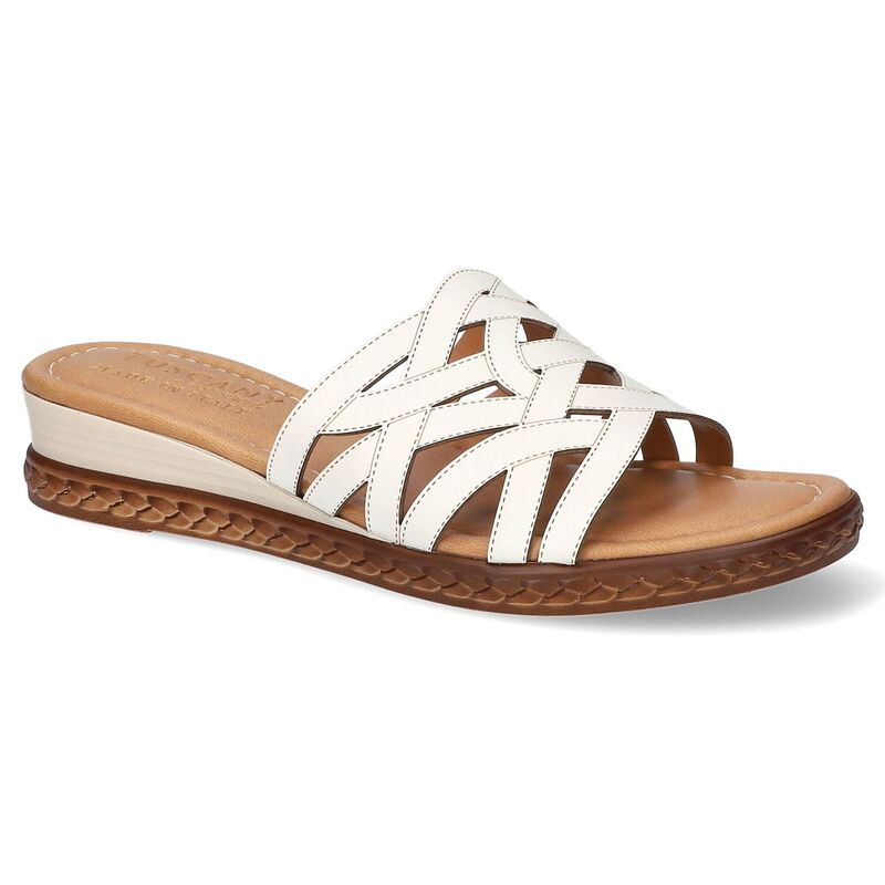 イージーストリート レディース シューズ サンダル Easy Street Edda Tuscany Womens Wedge Slide Sandals White ホワイト