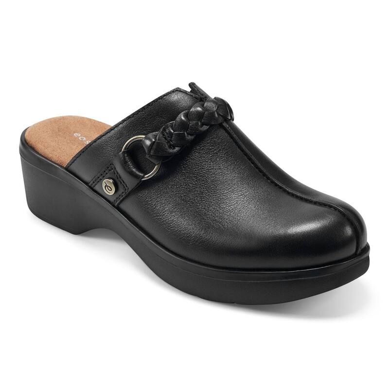 イージースピリット レディース シューズ サンダル レザー Easy Spirit Penelope Womens Braided Strap Leather Clogs Black Leather