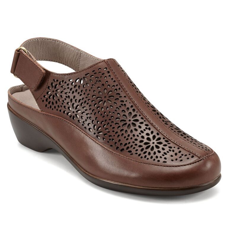 イージースピリット レディース シューズ サンダル レザー Easy Spirit Dawn Womens Perforated Leather Slingback Mules Tan タン