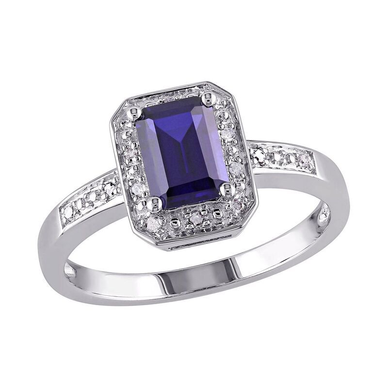 ステラ グレース レディース アクセサリー リング Stella Grace Sterling Silver LabCreated Sapphire andiamond Accent Octagona