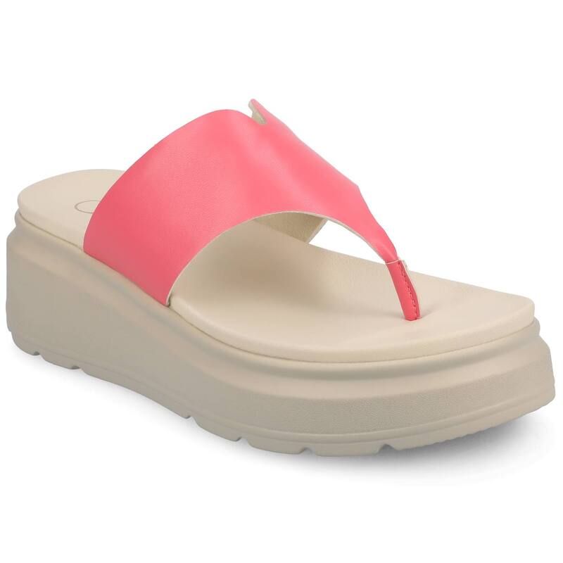 ジャーニー レディース シューズ サンダル Journee Carah Wedge Thong Flip Flop Womensandals Coral コーラル