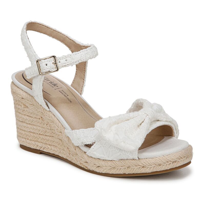 ライフストライド レディース シューズ サンダル LifeStride Tahlia Womens Espadrille Wedge Sandals White Fabric ホワイト