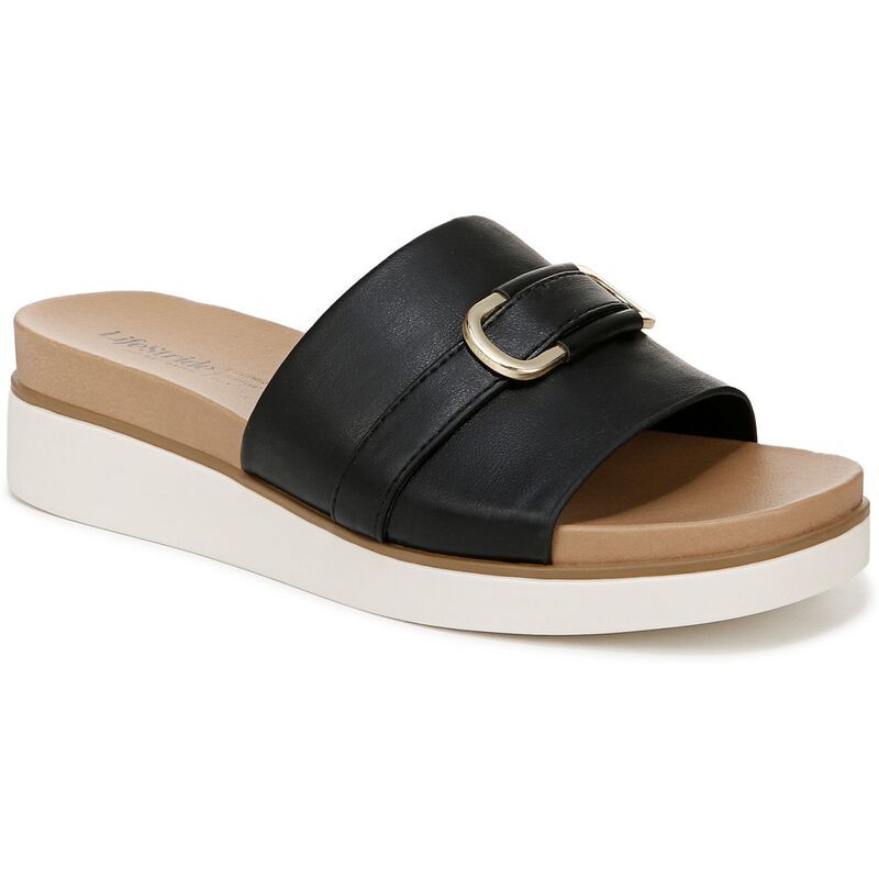 ライフストライド レディース シューズ サンダル LifeStride Genevieve Womenslide Sandals Black Faux Leather ブラック