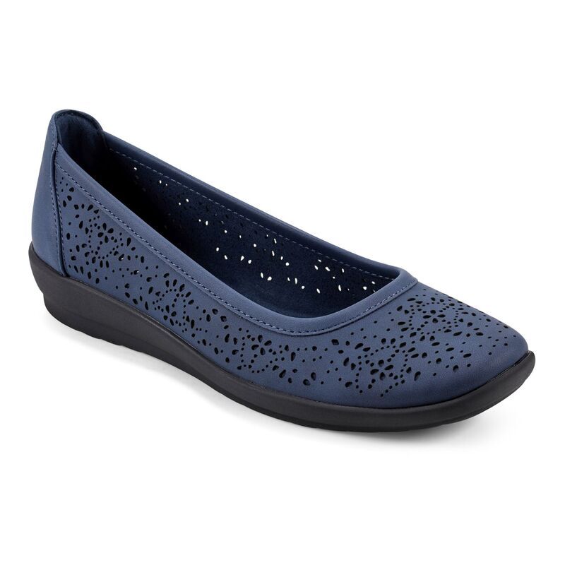 イージースピリット レディース シューズ サンダル Easy Spirit Alessia Womens Perforatedemi Wedge Flats Navy ネイビー