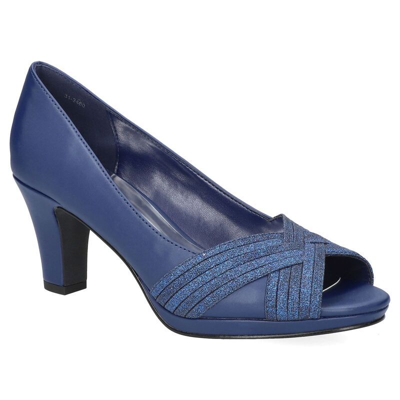 イージーストリート レディース シューズ パンプス プラットフォーム Easy Street Womens Lavish Platform Peep Toe Pumps Navy Satin ネイビー
