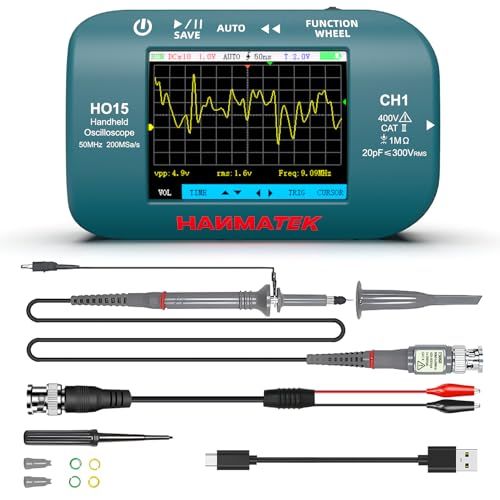 HANMATEK ハンドヘルド デジタル オシロスコープ - 50MHz 帯域幅、48MSa/s 高精度サンプリング、2.8 インチ TFT ディスプレイ、USB 充電式、高度なトリガー システム、フィールドワークに最適なポータブル (50MHz)送料無料