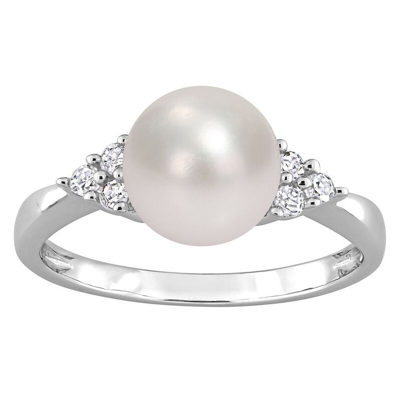 ステラ グレース レディース アクセサリー リング Stella Grace Sterling Silver Freshwater Cultured Pearl 18 ctW Diamond Ring