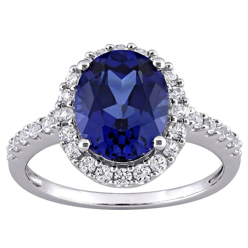 ステラ グレース レディース アクセサリー リング Stella Grace 10k White Gold LabCreated Blue White Sapphire Halo Ring 10k W
