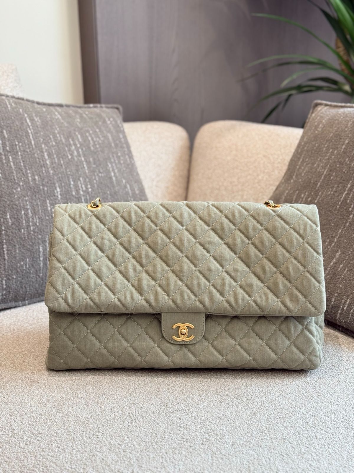 【今日特価】Chanel ヴィンテージ エアポートバッグ ラージ 45cm デニムキャンバス