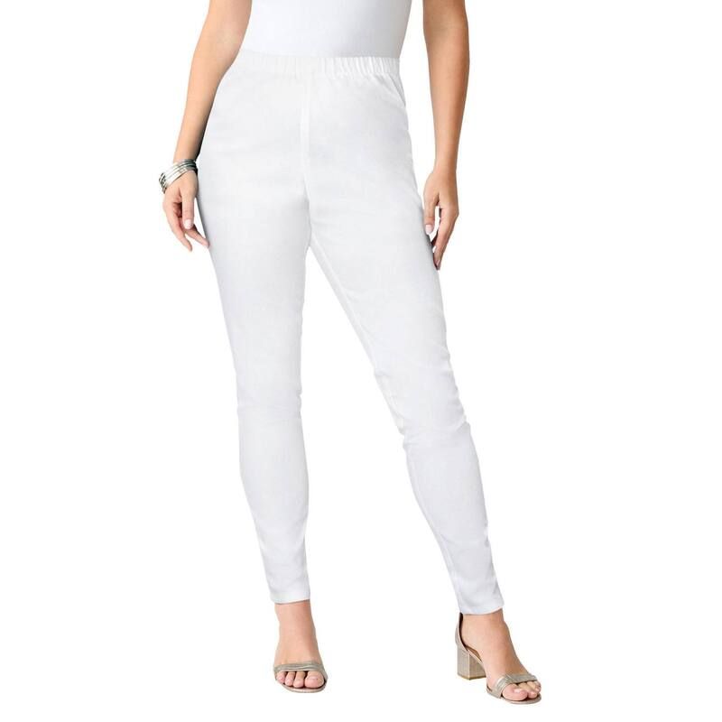 ロアマンズ レディース ボトムス デニムパンツ プラスサイズ Roamans Womens Plusize Comfort Stretch Slim Leg Jean White Denim ホワイト
