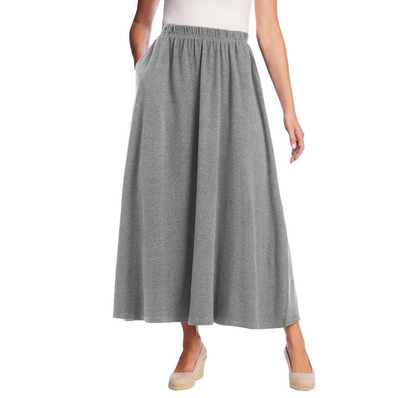 ウーマン ウィズイン レディース ボトムスカート プラスサイズ マキシ Woman Within Plusize 7Day Maxi Skirt Medium Heather Grey グレー