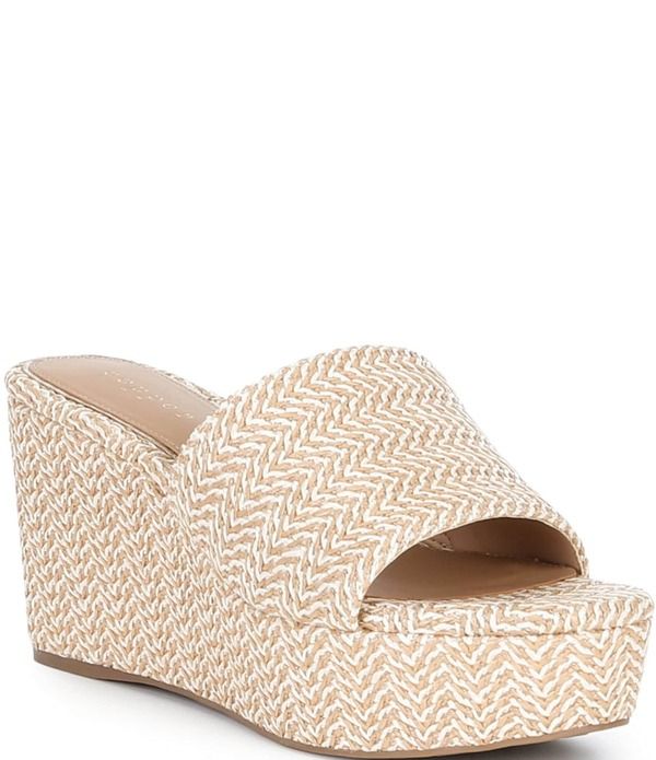 カッパーキー レディース シューズ サンダル プラットフォーム Copper Key Seaside Raffia Platform Wedge Slide Sandals Natural