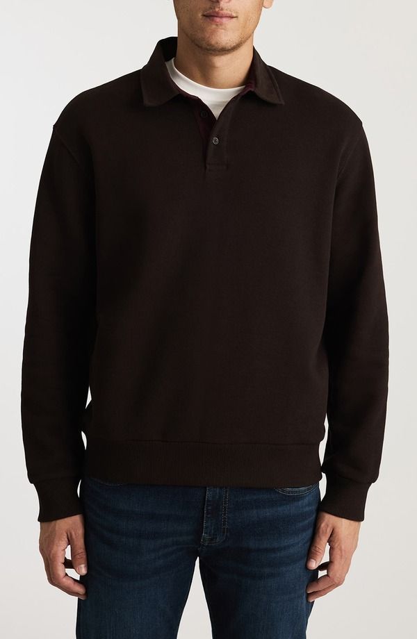 マーヴィ ジーンズ メンズ アウター パーカー・スウェット ポロシャツ コットン Mavi Jeans Heavyweight Cotton Polo Sweatshirt Ganache