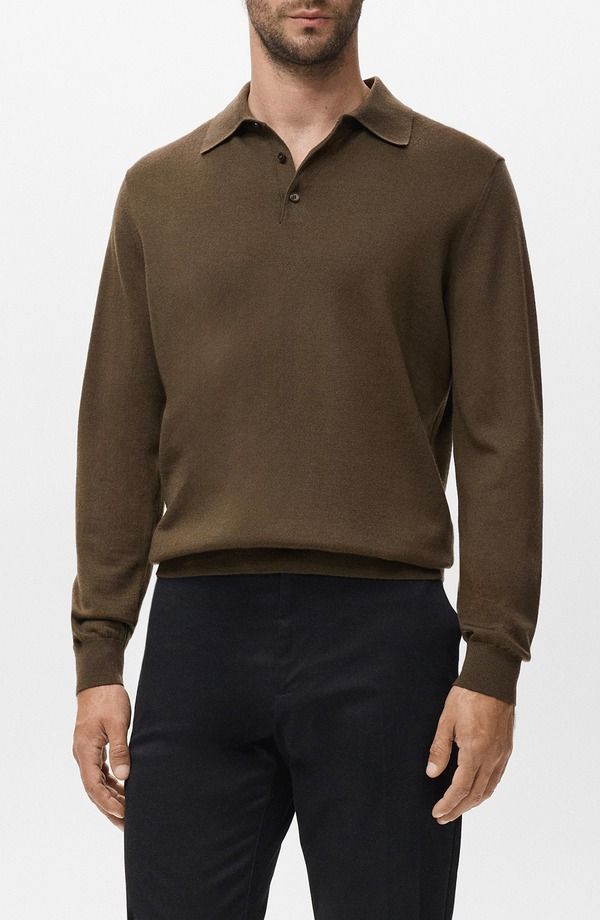 マンゴ メンズ アウター パーカー・スウェット ポロシャツ ウール セーター MANGO Wool Sweater Pololive Green グリーン