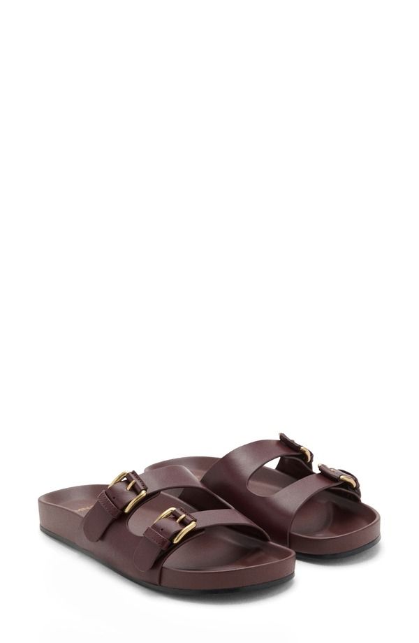 マンゴ レディース シューズ サンダル MANGO TwoStrap Sandal Burgundy バーガンディ