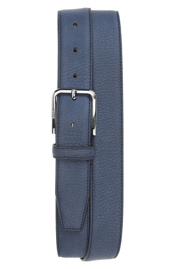 ボス メンズ アクセサリー ベルト レザー BOSS Madison Leather Belt Navy ネイビー