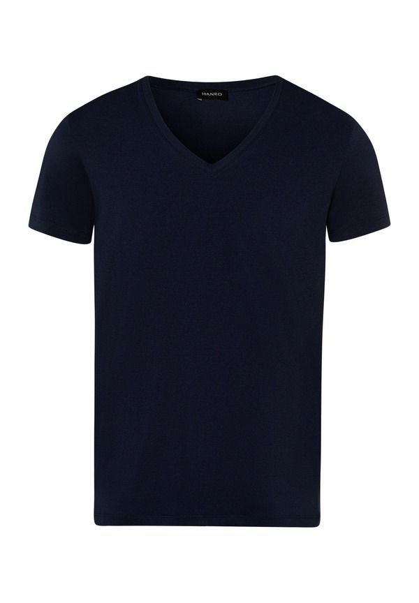 ハンロ メンズ トップス Tシャツ Vネック コットン Hanro Cotton Superior Fitted VNeck Cotton TShirt Midnight Navy ネイビー