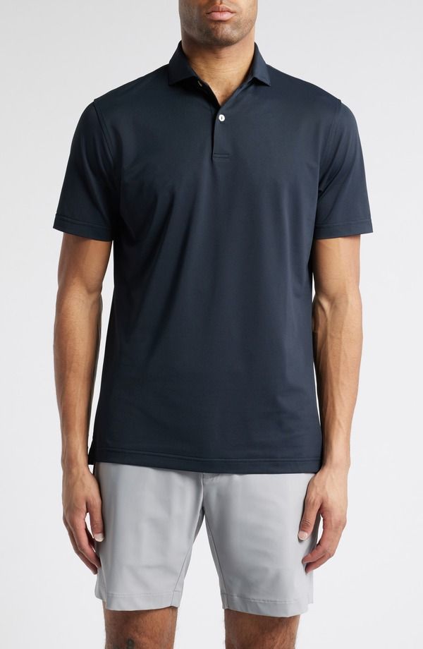 ピーター・ミラー メンズ トップス ポロシャツ メッシュ Peter Millar Soul Solid Performance Mesh Golf Polo Black ブラック