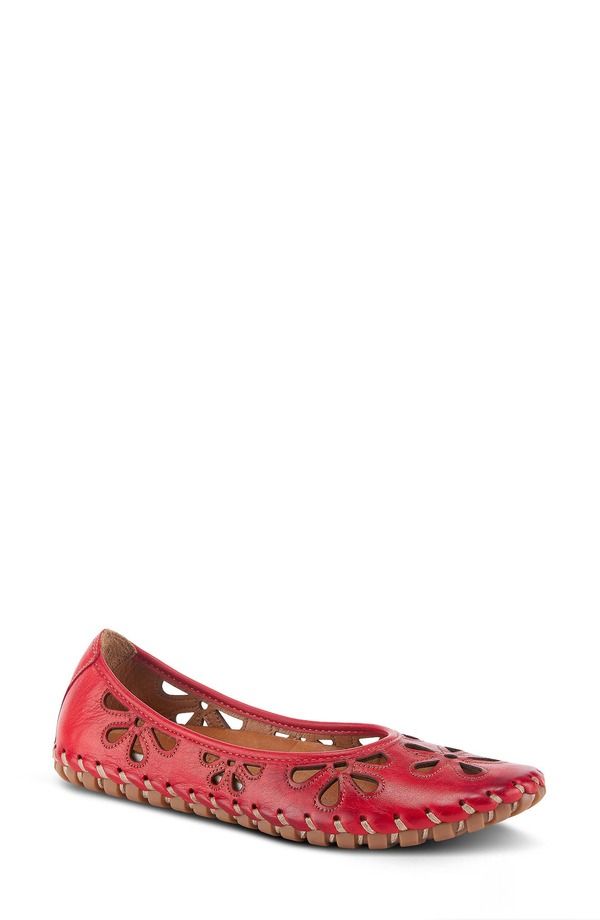 スプリングステップ レディース シューズ スリッポン・ローファー Spring Step Rayely Loafered Leather レッド