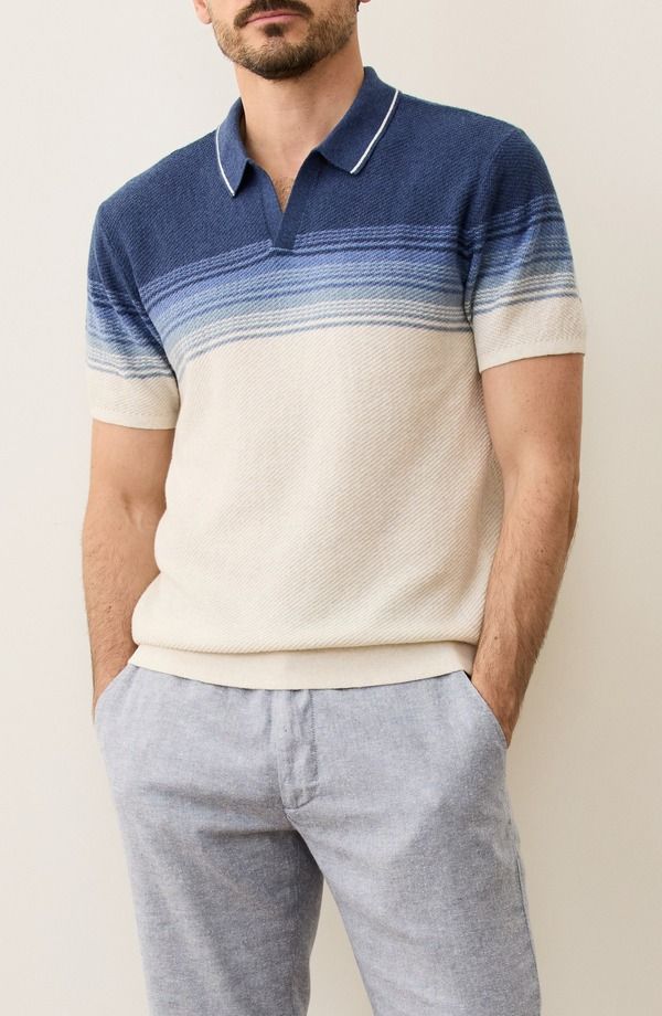 マリーン レイヤー メンズ トップス ポロシャツ セーター Marine Layer Greyson Short Sleeve Polo Sweater Navy Oatmeal ネイビー