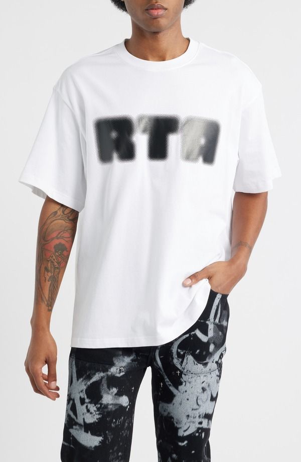 アールティーエー メンズ トップス Tシャツ ロゴ グラフィック RtA Colin Logo Graphic TShirt White Radio House ホワイト