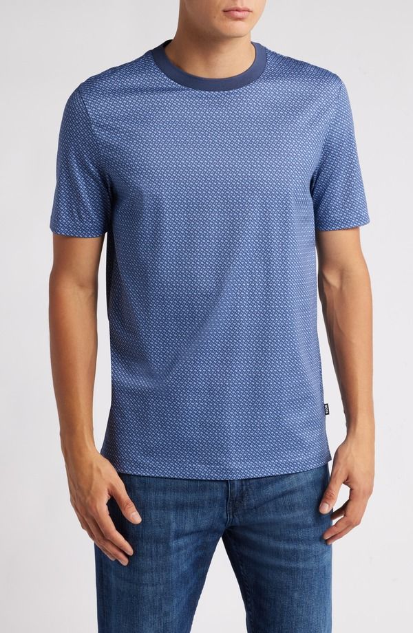 ボス メンズ トップス Tシャツ コットン BOSS Thompson Cotton Ringer TShirt Navy ネイビー