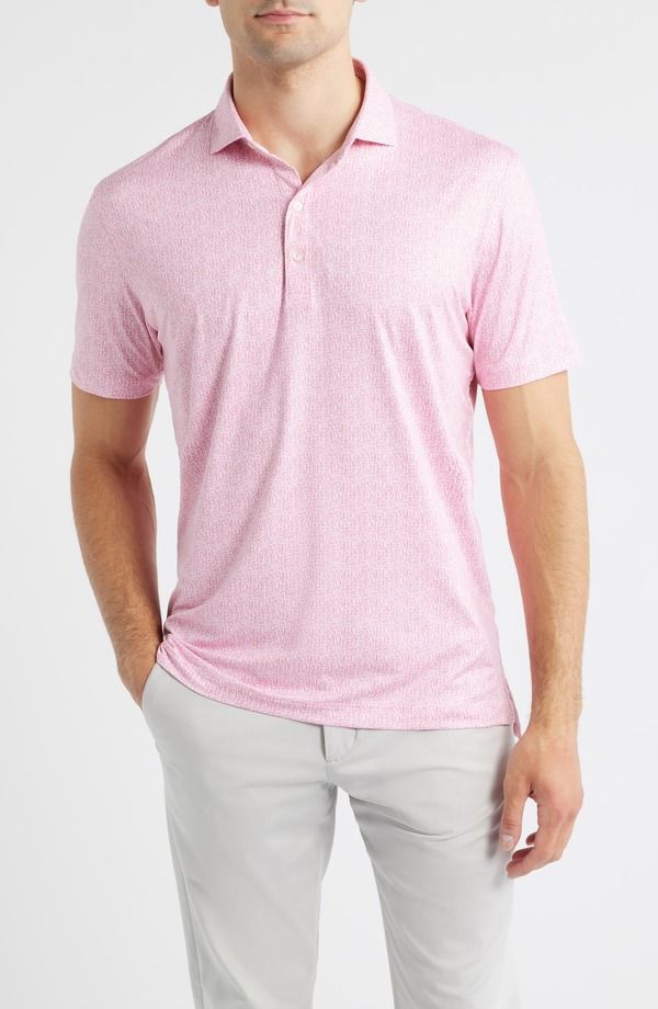 ジョニー オー メンズ トップス シャツ プリント johnnieO Popping Tops Beverage Opener Print Featherweight Performance Polo