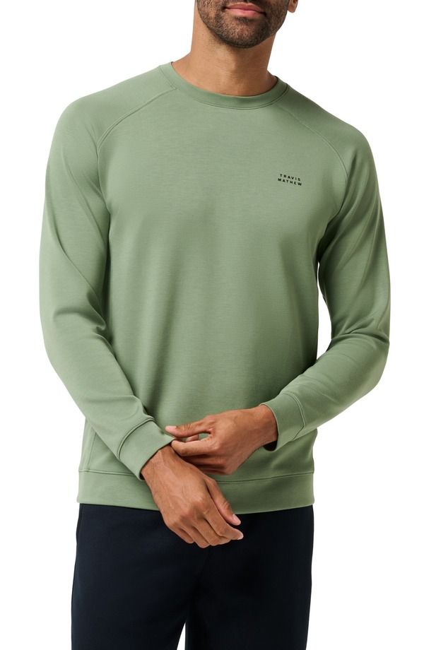 トラビスマヒュー メンズ アウター パーカー・スウェット クルーネック シャツ TravisMathew Fibercloud Crewneck Sweatshirt Balsam Green グリー