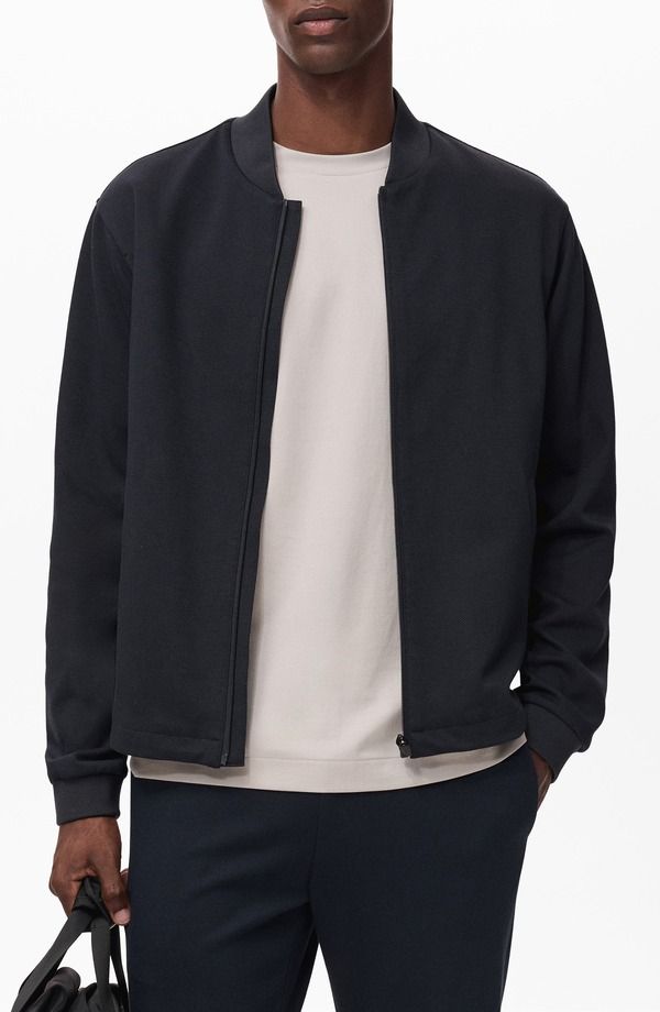 マンゴ メンズ アウター パーカー・スウェット ジャケット MANGO Thermoregulated Bomber Jacket Navy ネイビー