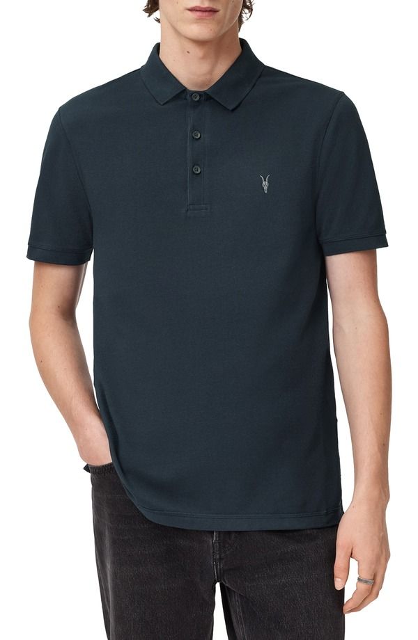 オールセインツ メンズ トップス ポロシャツ コットン AllSaints Reform Cotton Piqu Polo Misty Blue ブルー