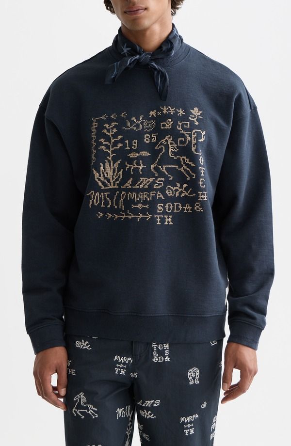 スコッチアンドソーダ メンズ アウター パーカー・スウェット シャツ コットン Scotch Soda CrossStitched Artwork Cotton Sweatshirt Carbon