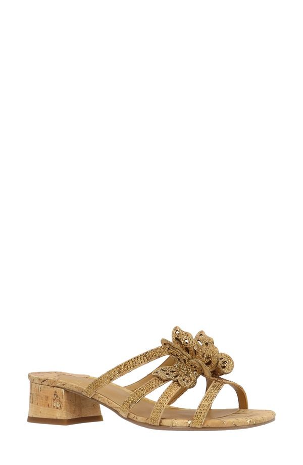 ジェイレニー レディース シューズ ヒール サンダル J Rene Butterfly Block Heel Sandal Natural Gold ゴールド