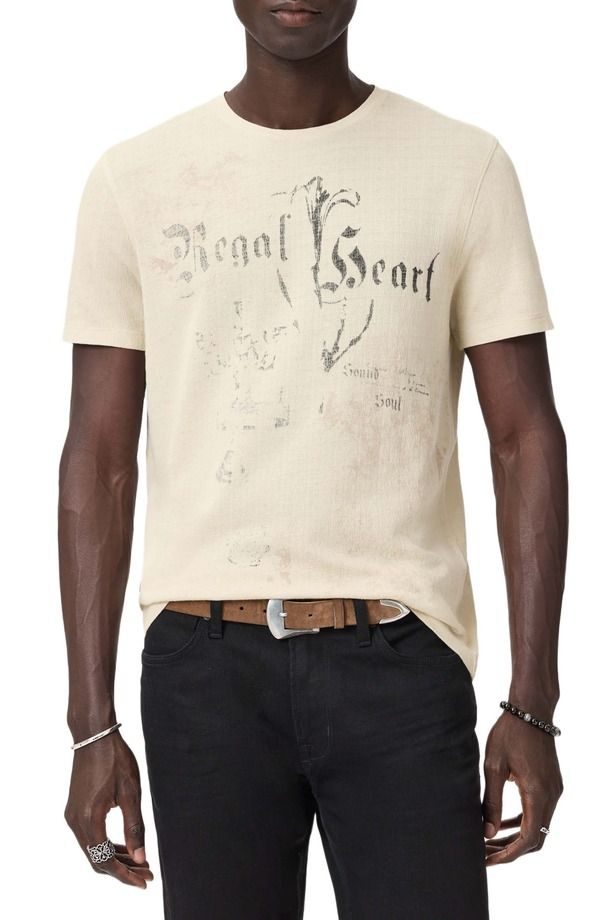 ジョンバルベイトス メンズ トップス Tシャツ コットン グラフィック John Varvatos Regal Hear Organicotton Graphic TShirt Faded Twine