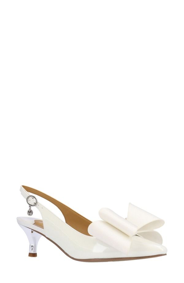 ジェイレニー レディース シューズ ヒール J Rene Delmare Slingback Pump White Patent ホワイト