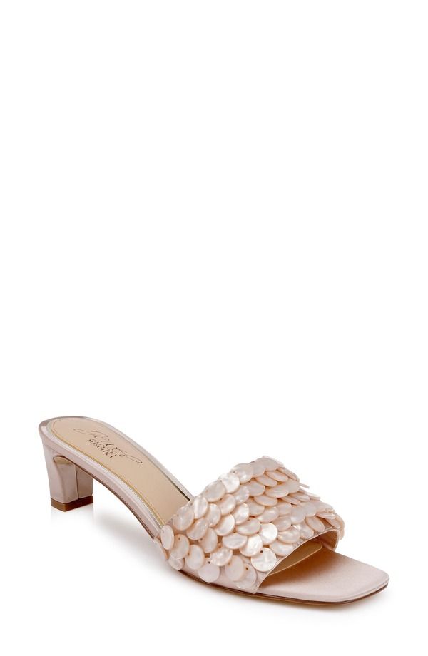 ジュウェルダグレイミシュカ レディース シューズ ヒール サンダル Jewel Badgley Mischka Pacific Block Heel Sandal Dark Nude Satin
