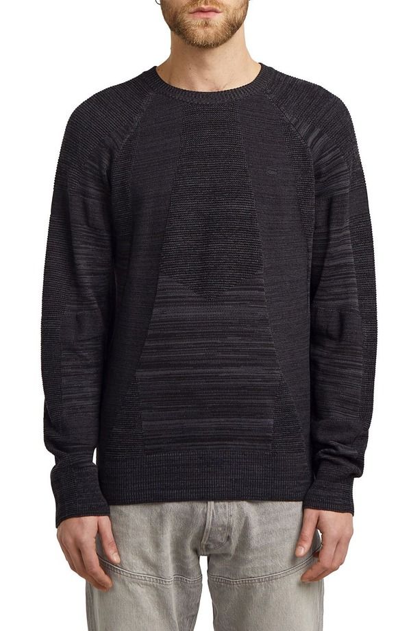 ジースター メンズ アウター パーカー・スウェット クルーネック セーター GSTAR 3D Biker Textureblock Crewneck Sweater Dark Black Asphal