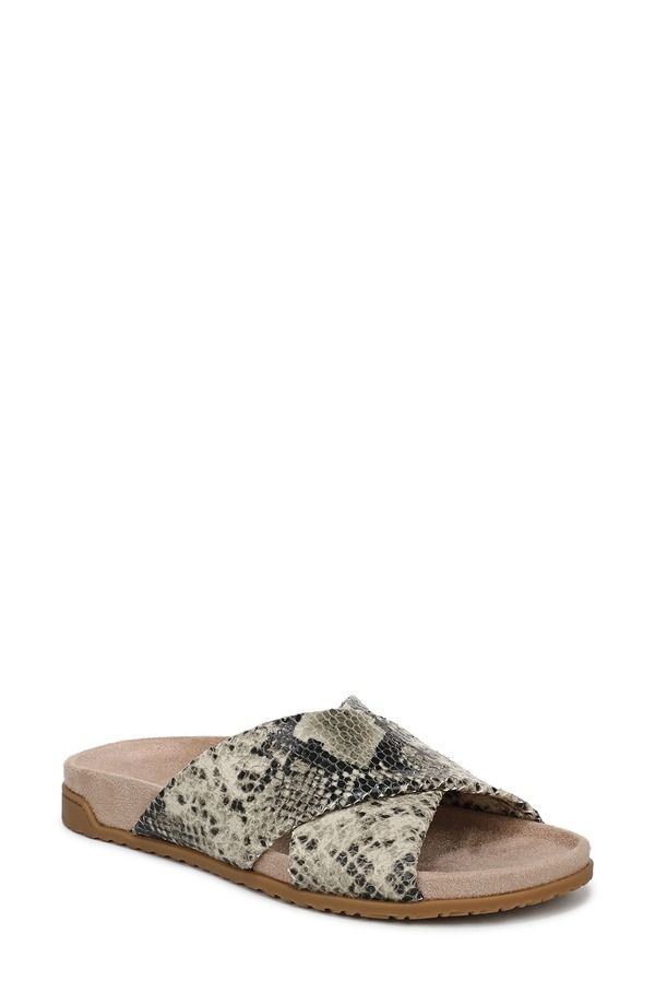 バイオニック レディース シューズ サンダル Vionic Etna Crossover Slide Sandal Cream Snake クリーム